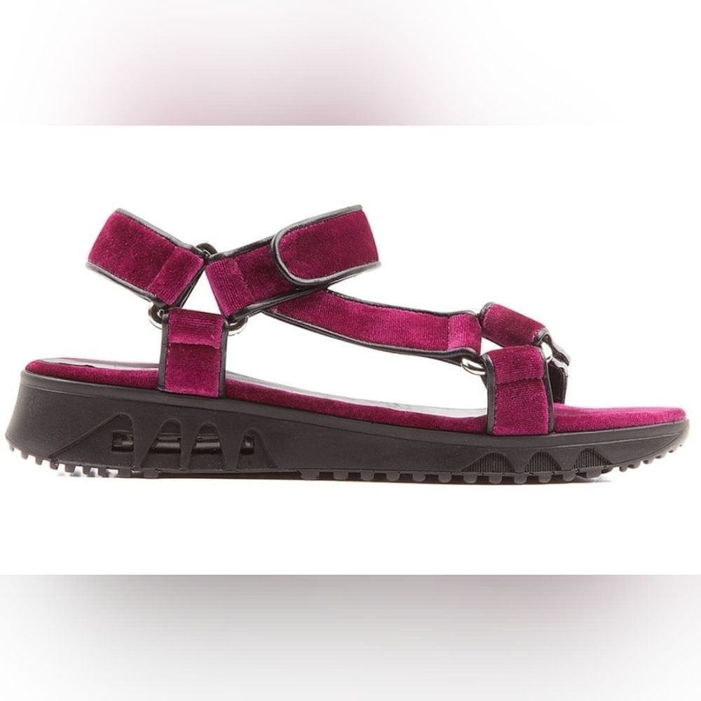 Sandro Paris Alido Velvet Burgundy Sandals Euro 37